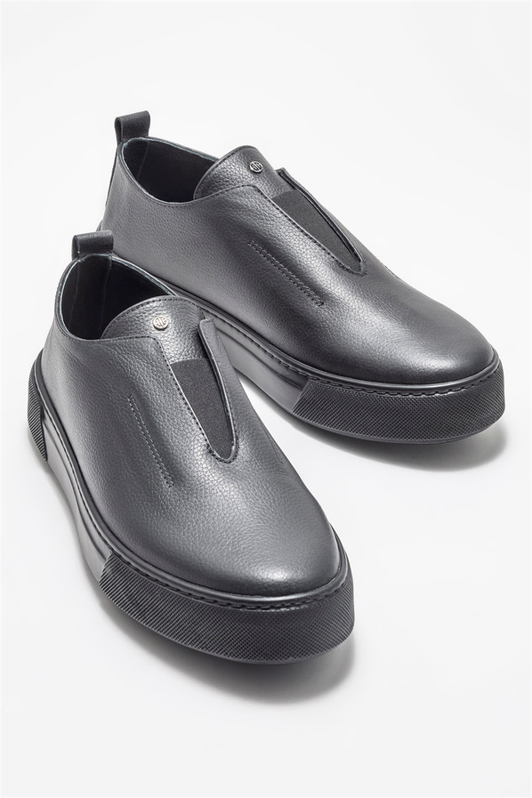 Siyah deri erkek loafer - Elle Shoes