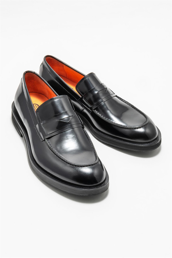 Siyah deri erkek loafer - Elle Shoes