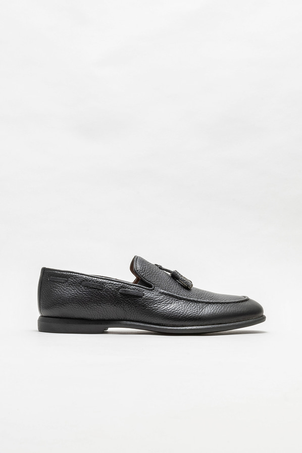 Siyah deri erkek loafer - Elle Shoes