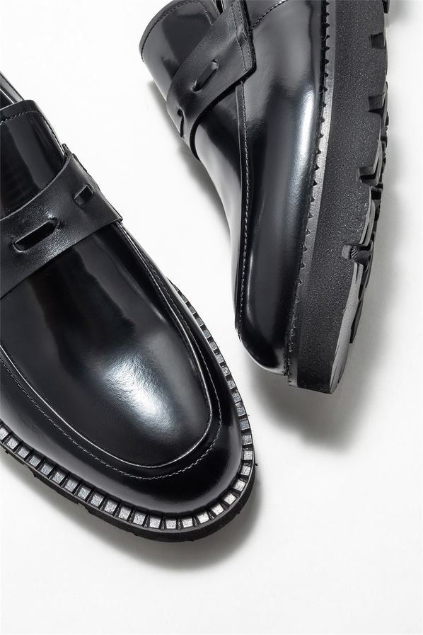 Siyah deri erkek loafer - Elle Shoes