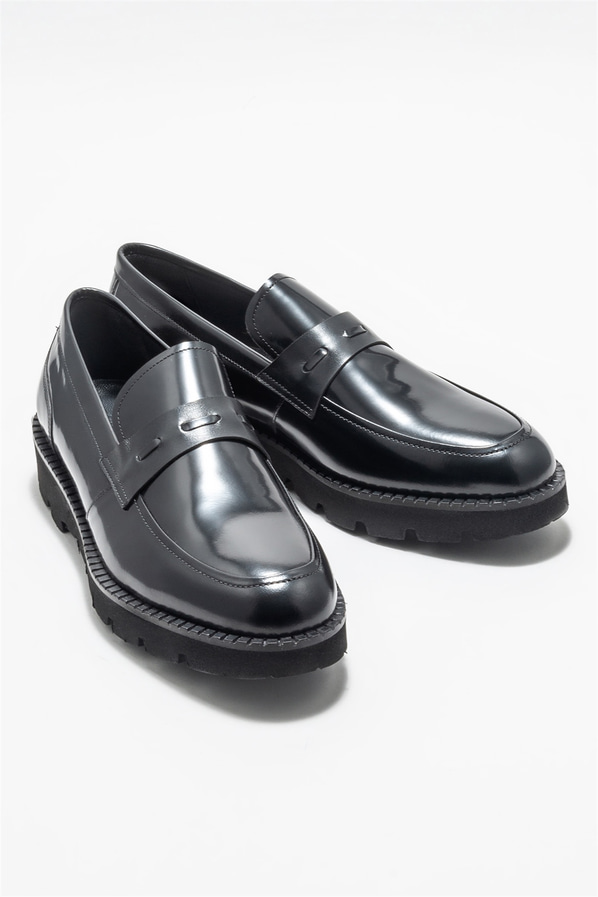 Siyah deri erkek loafer - Elle Shoes