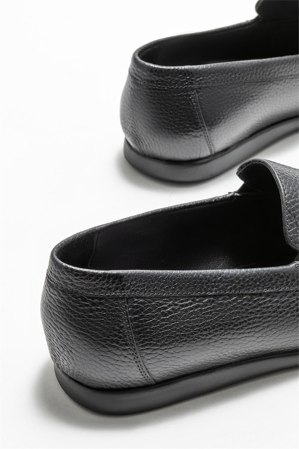 Siyah deri erkek loafer - Elle Shoes