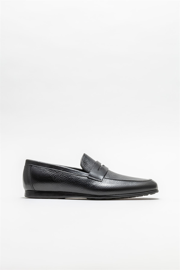 Siyah deri erkek loafer - Elle Shoes