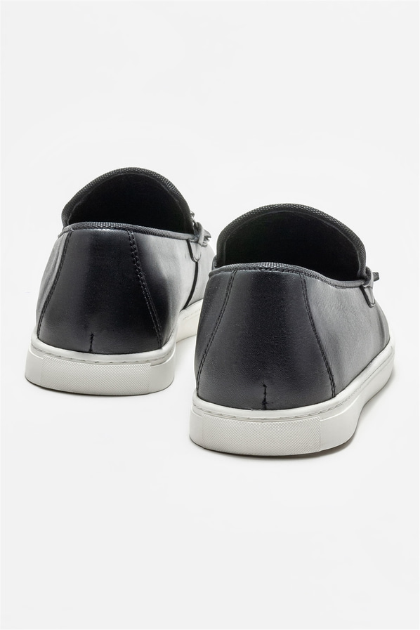 Siyah deri erkek loafer - Elle Shoes