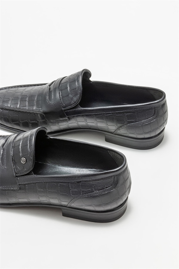 Siyah deri erkek loafer - Elle Shoes