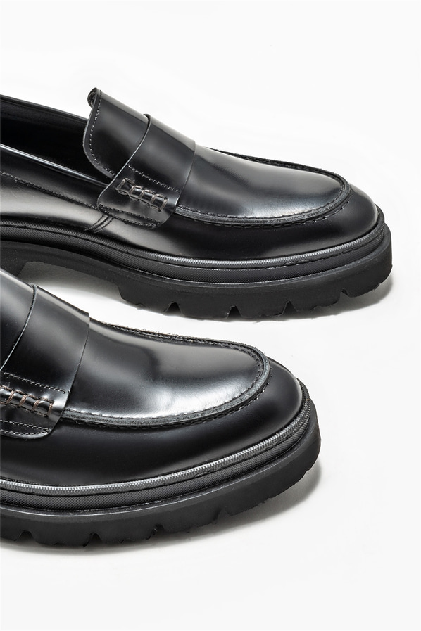 Siyah deri erkek loafer - Elle Shoes
