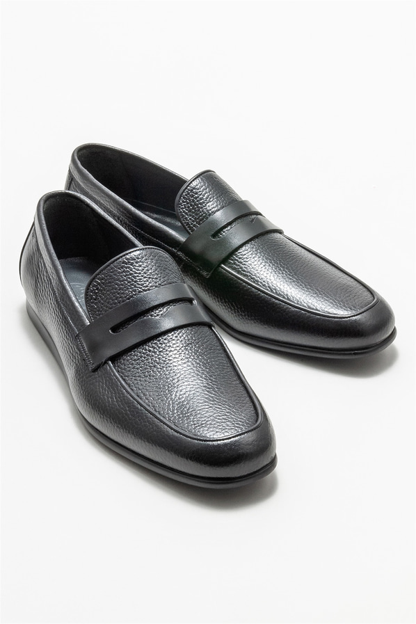 Siyah deri erkek loafer - Elle Shoes