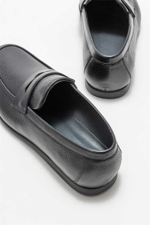 Siyah deri erkek loafer - Elle Shoes