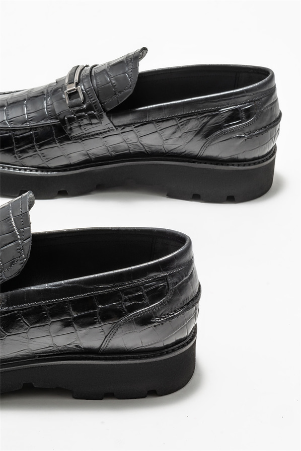 Siyah deri erkek loafer - Elle Shoes