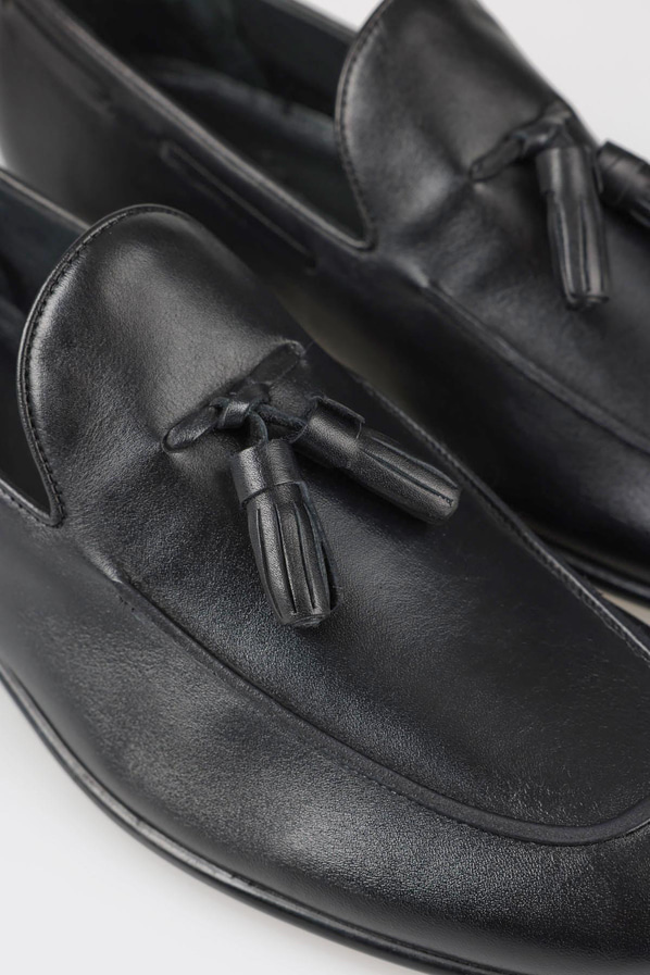Siyah deri erkek loafer - Elle Shoes