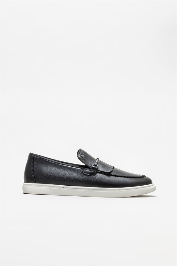 Siyah deri erkek loafer - Elle Shoes