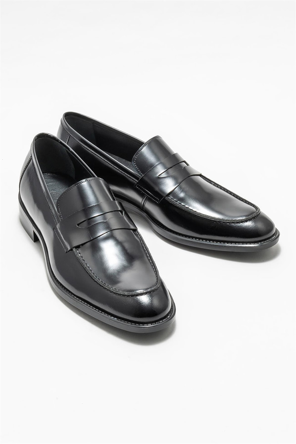 Siyah deri erkek loafer - Elle Shoes