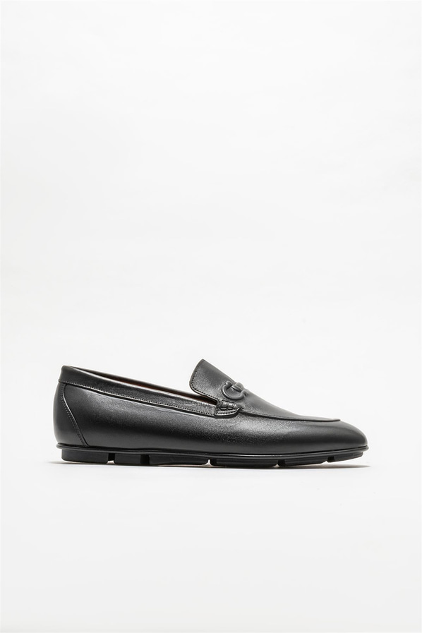 Siyah deri erkek loafer - Elle Shoes