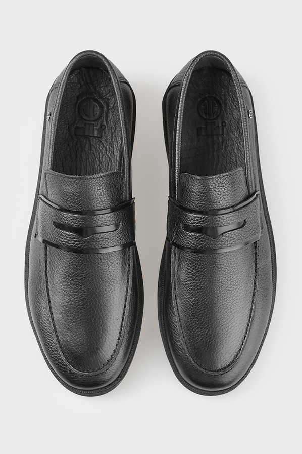 Siyah deri erkek loafer - Elle Shoes