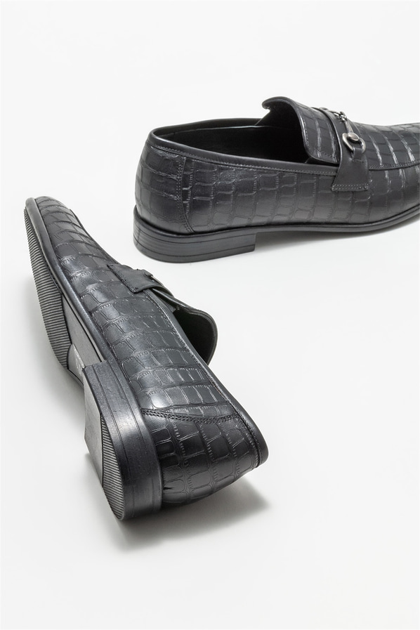 Siyah deri erkek loafer - Elle Shoes
