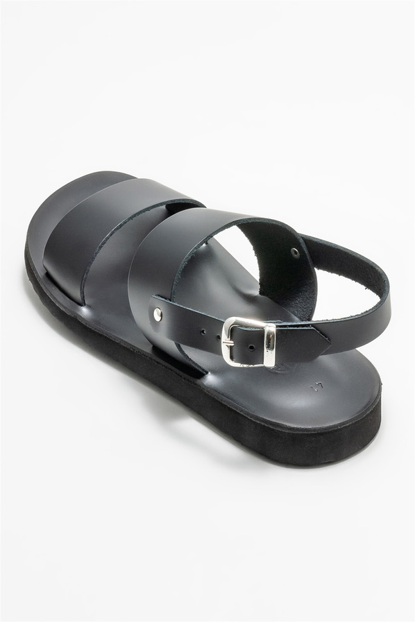 Siyah deri erkek sandalet - Elle Shoes