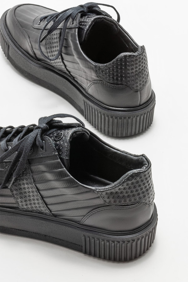 Siyah deri erkek spor ayakkabı - Elle Shoes