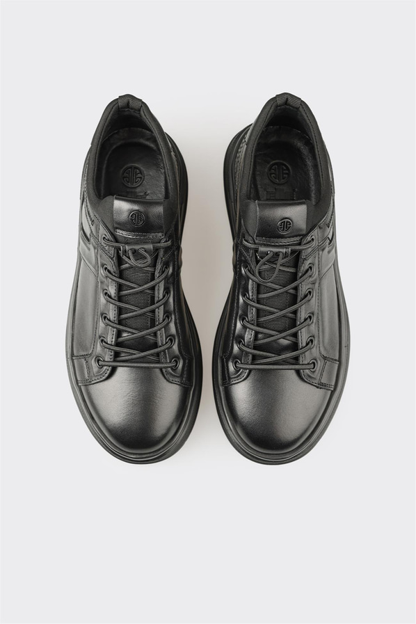 Siyah Deri Erkek Spor Ayakkabı