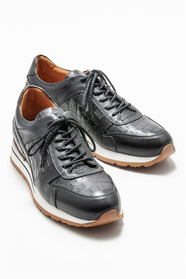 Siyah deri erkek spor ayakkabı - Elle Shoes