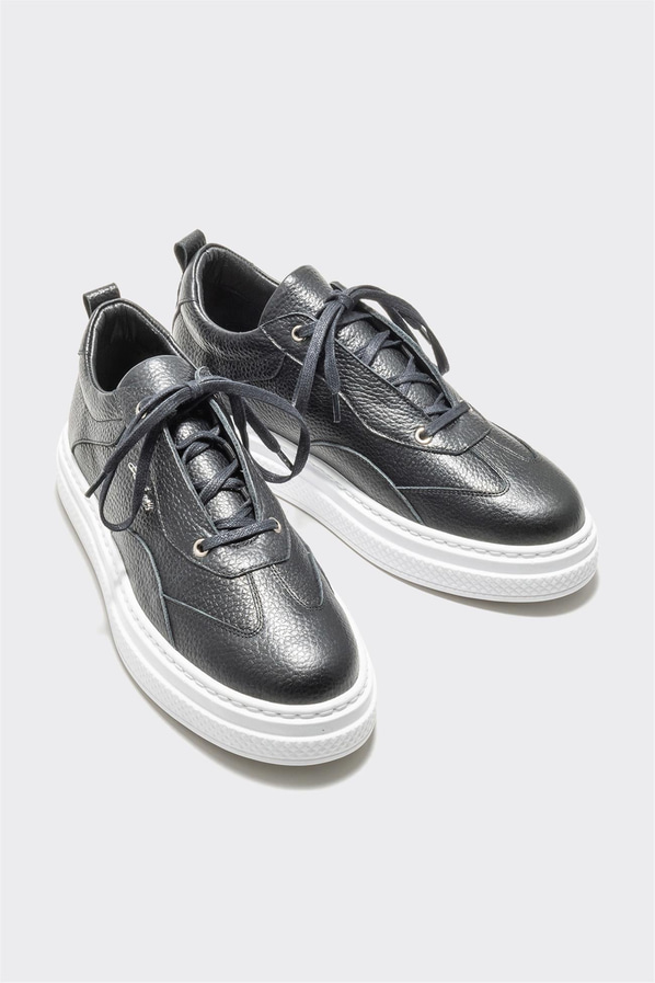 Siyah deri erkek spor ayakkabı - Elle Shoes