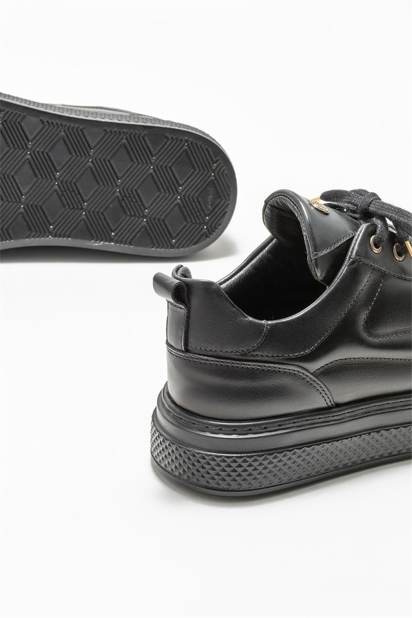 Siyah deri erkek spor ayakkabı - Elle Shoes