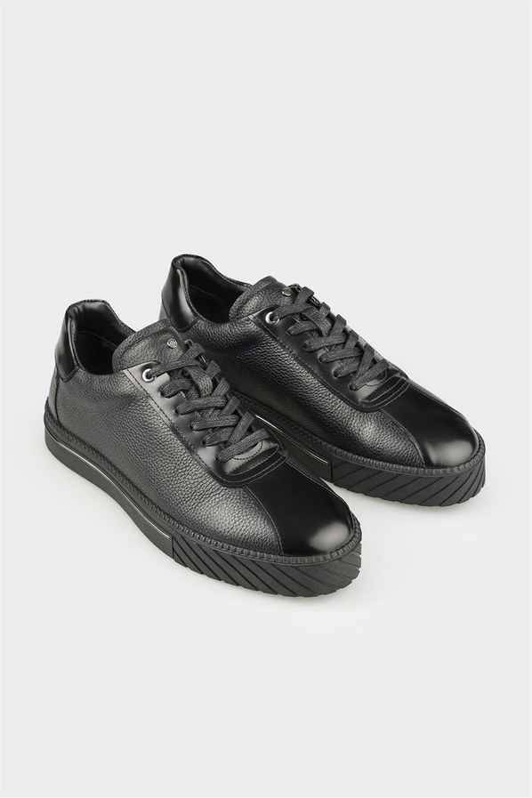 Siyah Deri Erkek Spor Ayakkabı