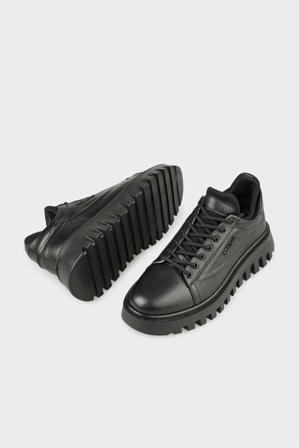 Siyah Deri Erkek Spor Ayakkabı