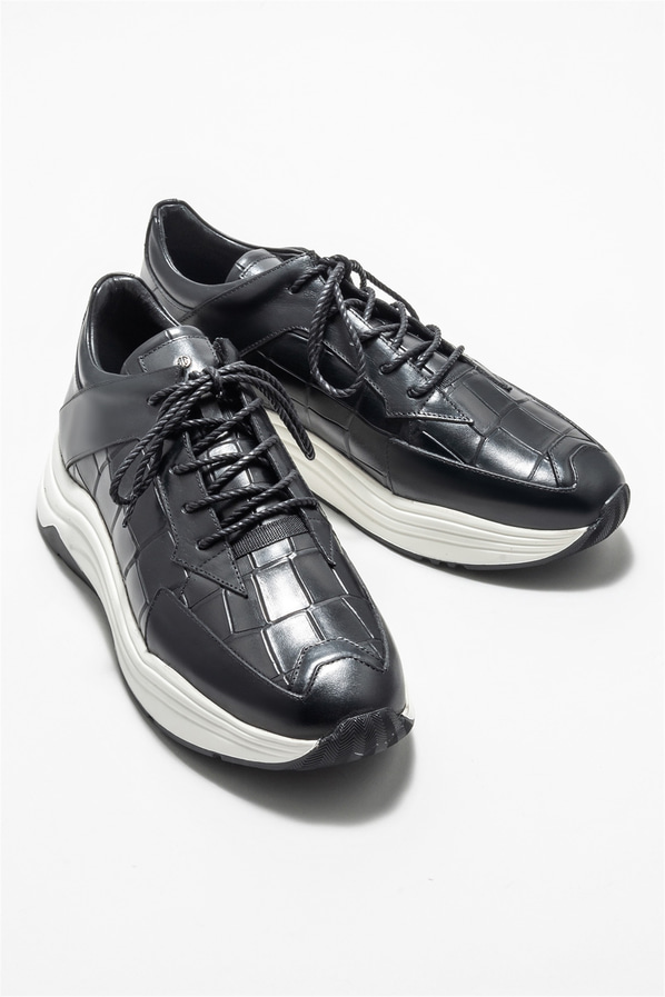 Siyah deri erkek spor ayakkabı - Elle Shoes