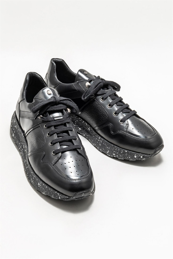 Siyah deri erkek spor ayakkabı - Elle Shoes