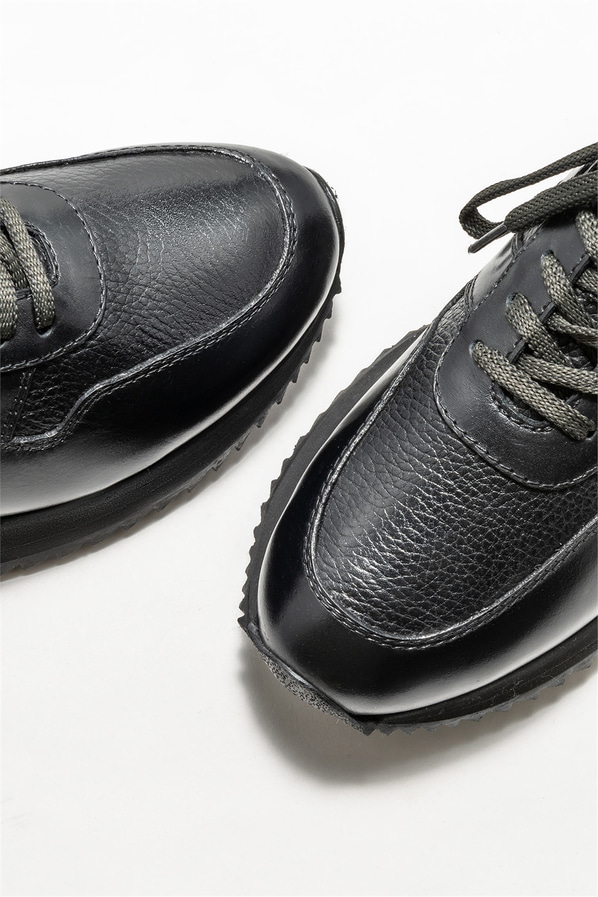 Siyah deri erkek spor ayakkabı - Elle Shoes