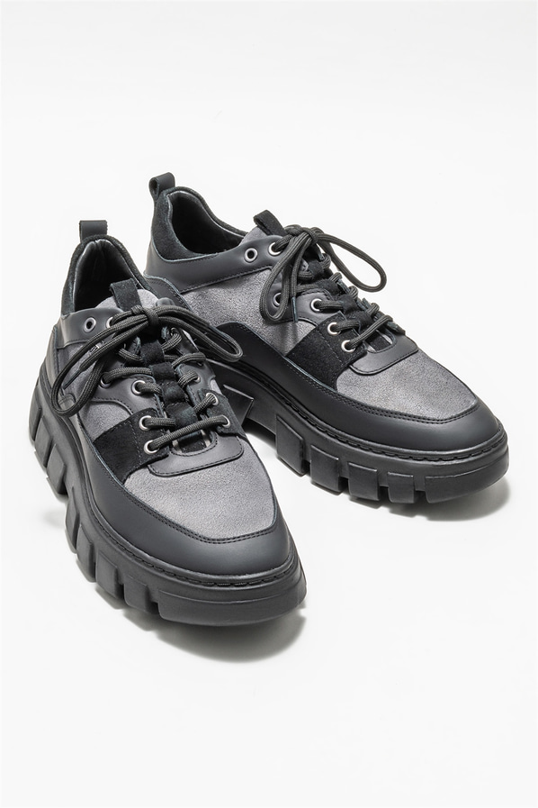 Siyah deri erkek spor ayakkabı - Elle Shoes