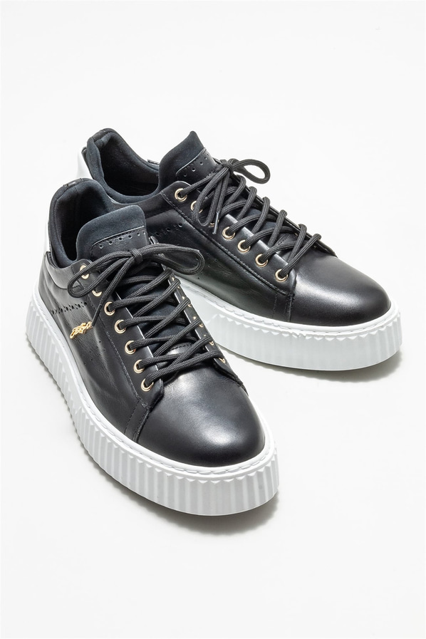 Siyah deri erkek spor ayakkabı - Elle Shoes
