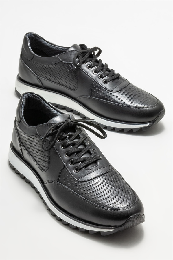 Siyah deri erkek spor ayakkabı - Elle Shoes
