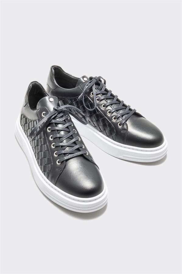 Siyah deri erkek spor ayakkabı - Elle Shoes