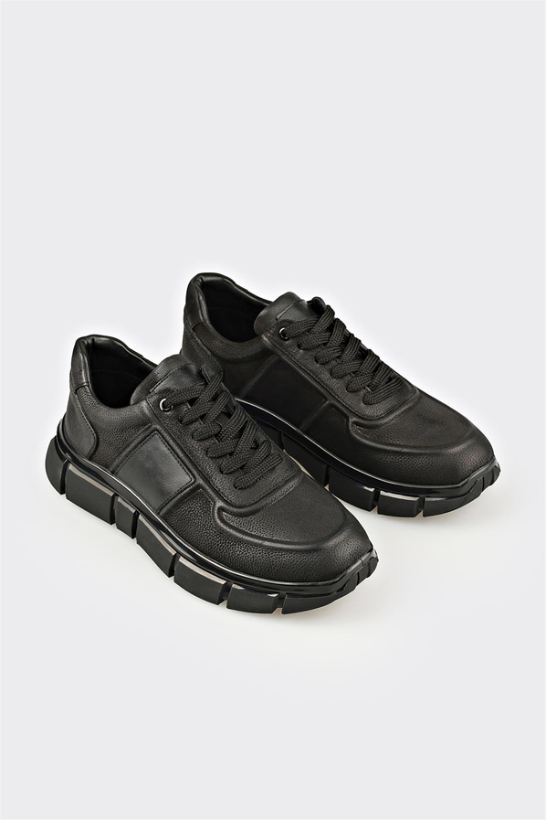 Siyah Deri Erkek Spor Ayakkabı