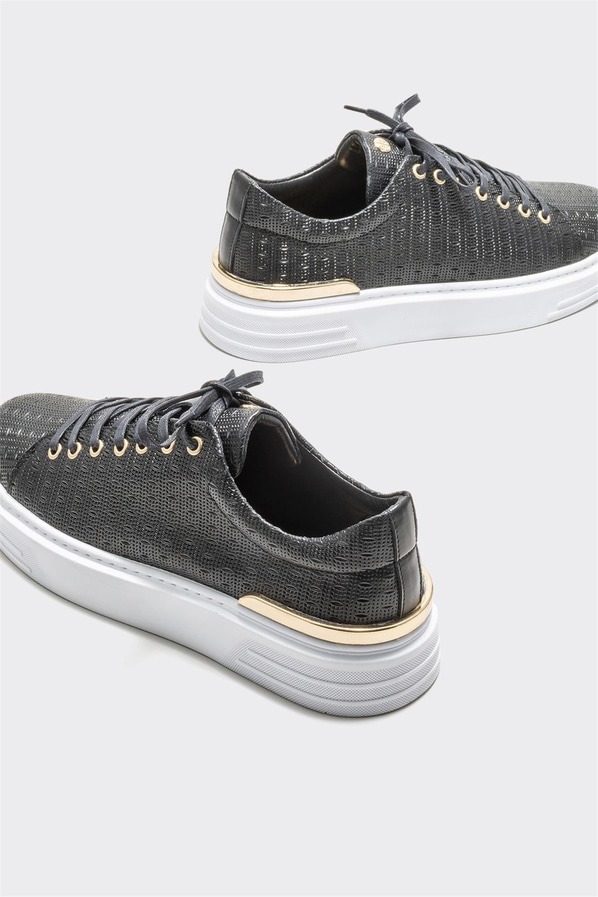 Siyah deri erkek spor ayakkabı - Elle Shoes