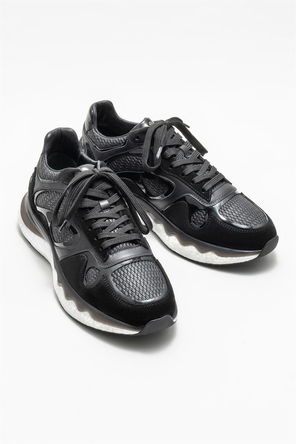 Siyah deri erkek spor ayakkabı - Elle Shoes