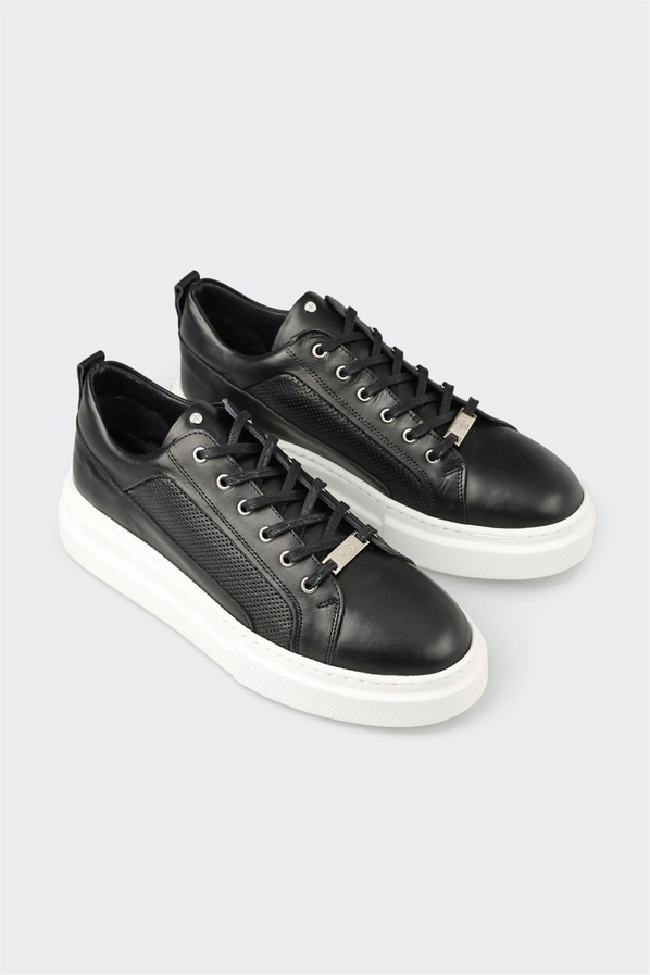 Siyah Deri Erkek Spor Ayakkabı