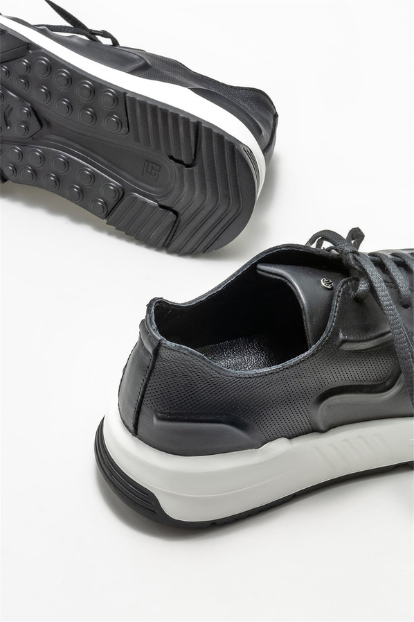 Siyah deri erkek spor ayakkabı - Elle Shoes