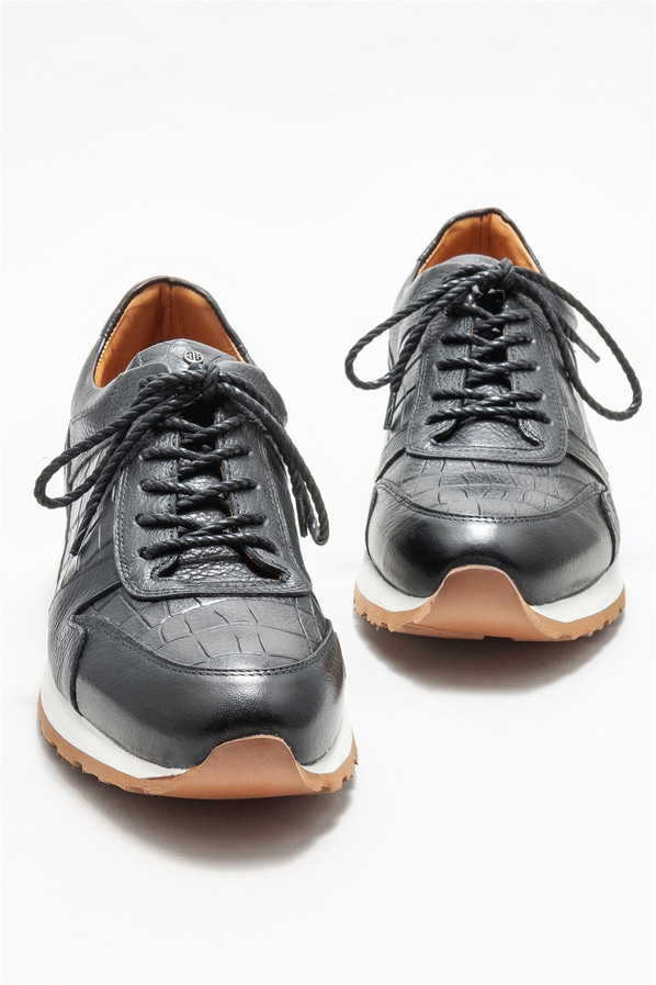 Siyah deri erkek spor ayakkabı - Elle Shoes