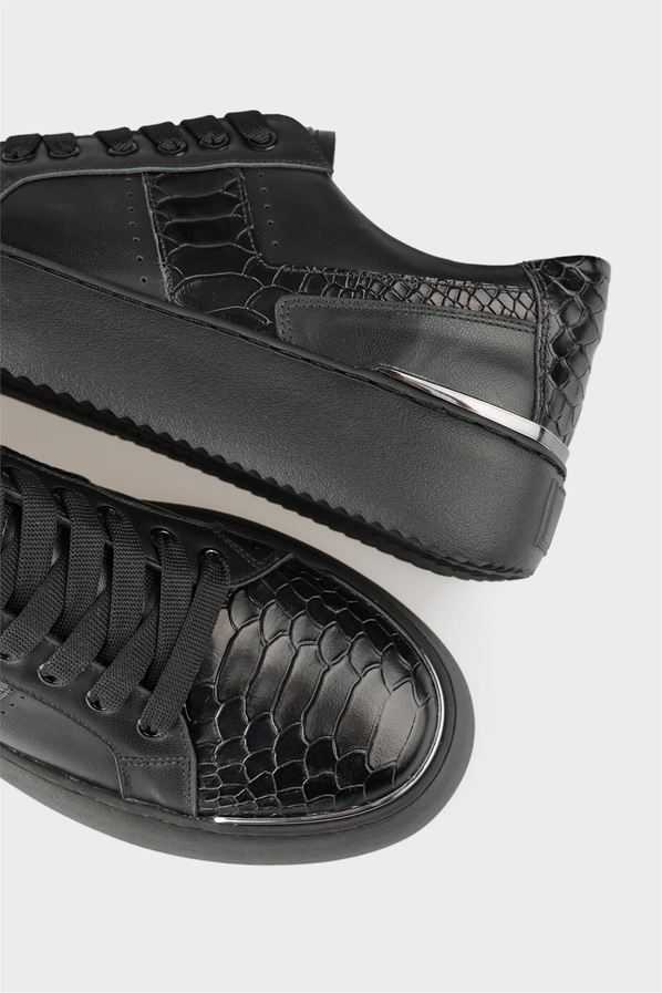 Siyah deri erkek spor ayakkabı - Elle Shoes