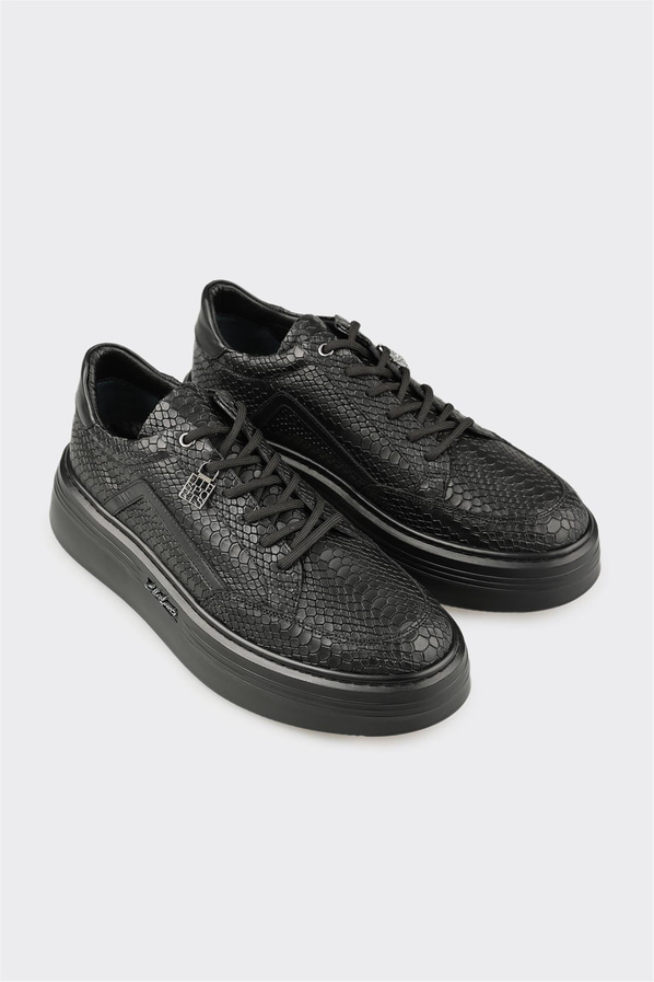 Siyah Deri Erkek Spor Ayakkabı