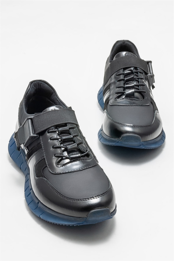 Siyah deri erkek spor ayakkabı - Elle Shoes