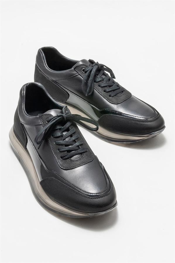Siyah deri erkek spor ayakkabı - Elle Shoes