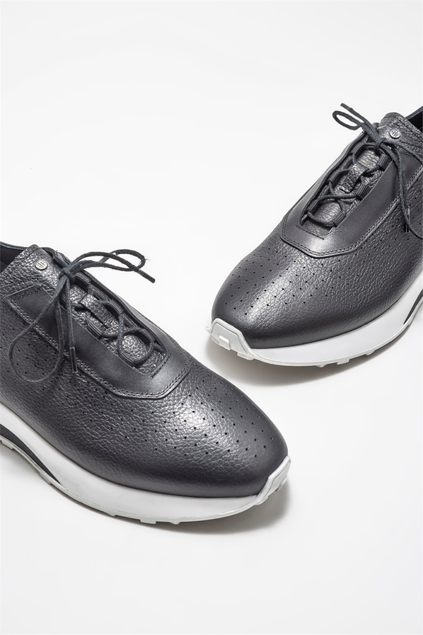 Siyah deri erkek spor ayakkabı - Elle Shoes