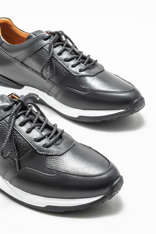 Siyah deri erkek spor ayakkabı - Elle Shoes