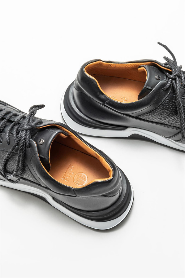 Siyah deri erkek spor ayakkabı - Elle Shoes