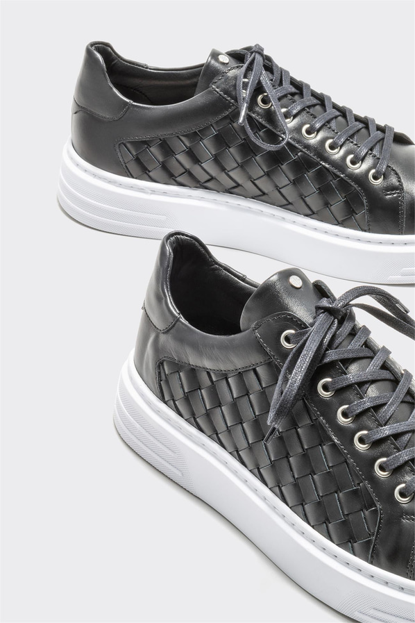 Siyah deri erkek spor ayakkabı - Elle Shoes