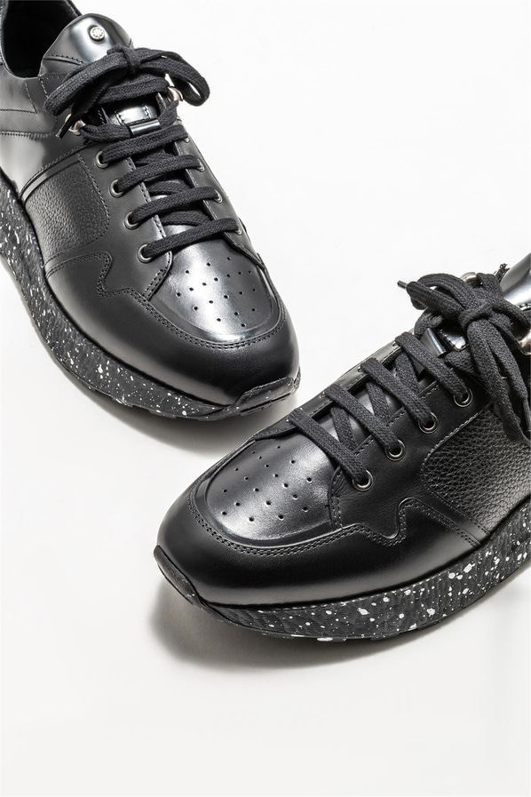 Siyah deri erkek spor ayakkabı - Elle Shoes