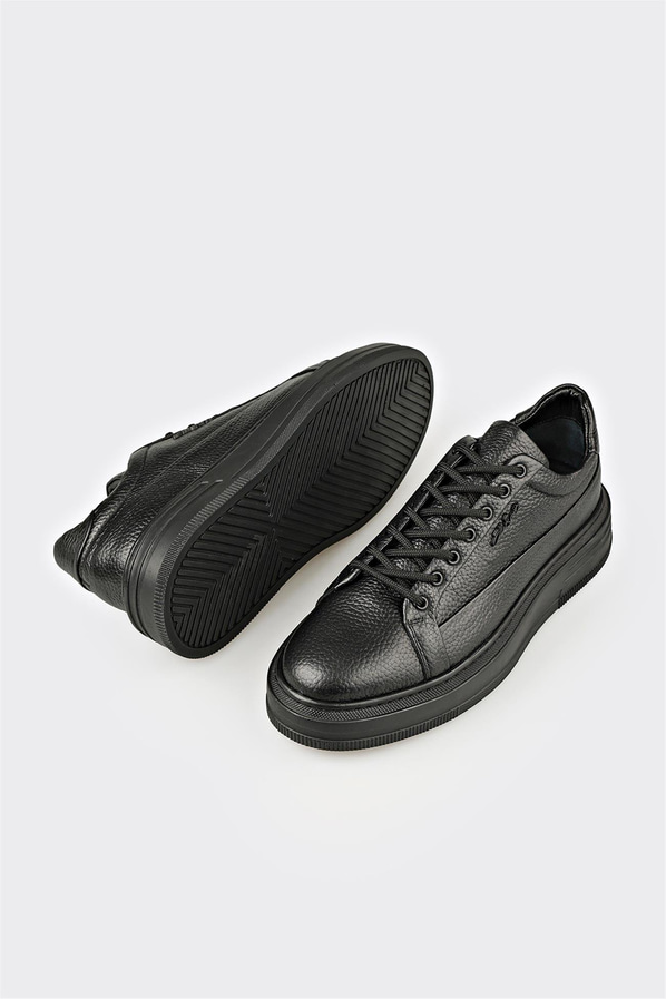 Siyah Deri Erkek Spor Ayakkabı